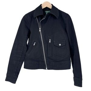 Ralph Lauren Jeans Co Black Denim Moto Jacket asymmetrical‎ size S